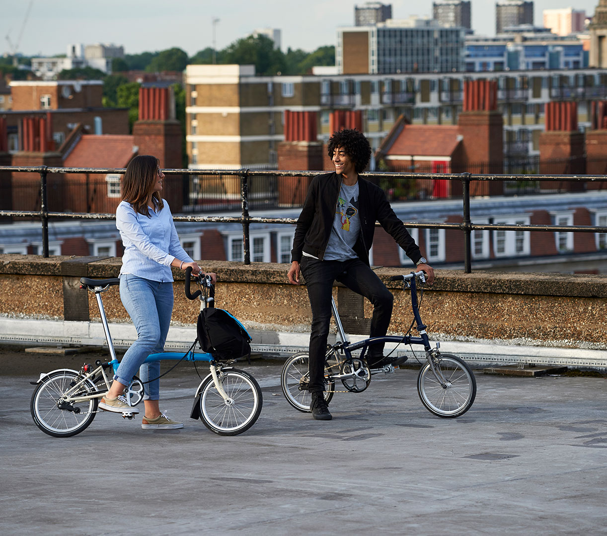 People meeting on brompton bikes