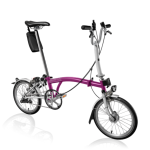 Purple brompton folding bike
