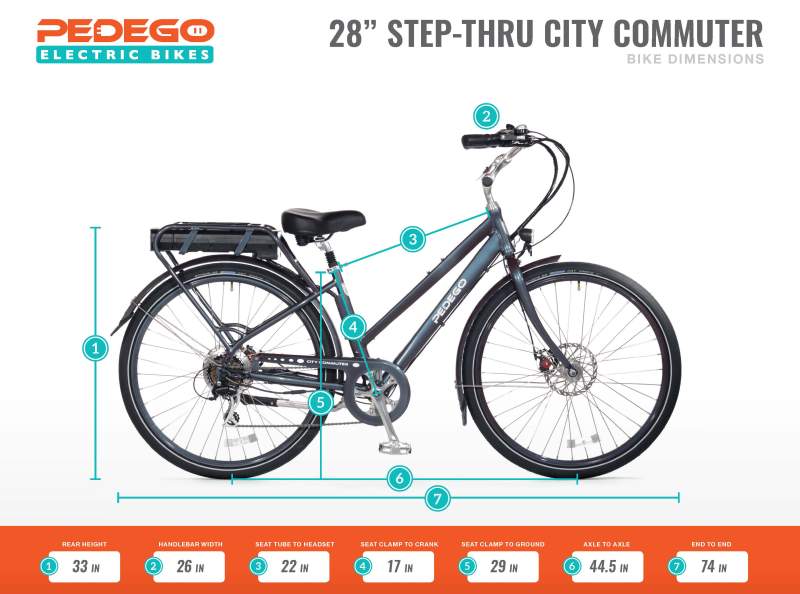 Pedego Step-Thru City Commuter Dimensions