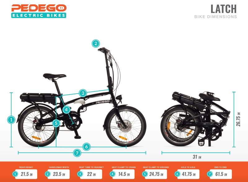 Pedego Latch Folding Bike Dimensions